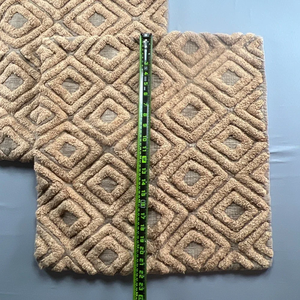 Set Of 2 Bloomingville Decorative Throw Pillow Brown Textured Diamond 22 X 22
